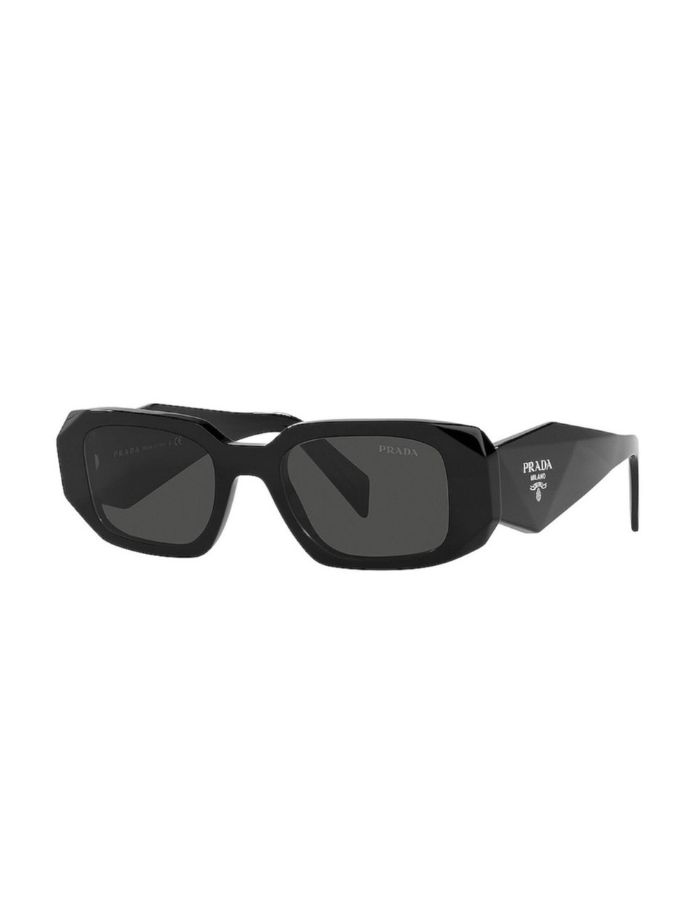 Prada Authentic Unisex Black Rectangular Sunglasses with Dark Lenses